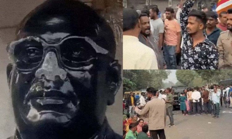 Babasaheb Ambedkar की मूर्ति का अपमान, तोड़ी गई नाक, आक्रोशित लोगों ने किया प्रदर्शन..